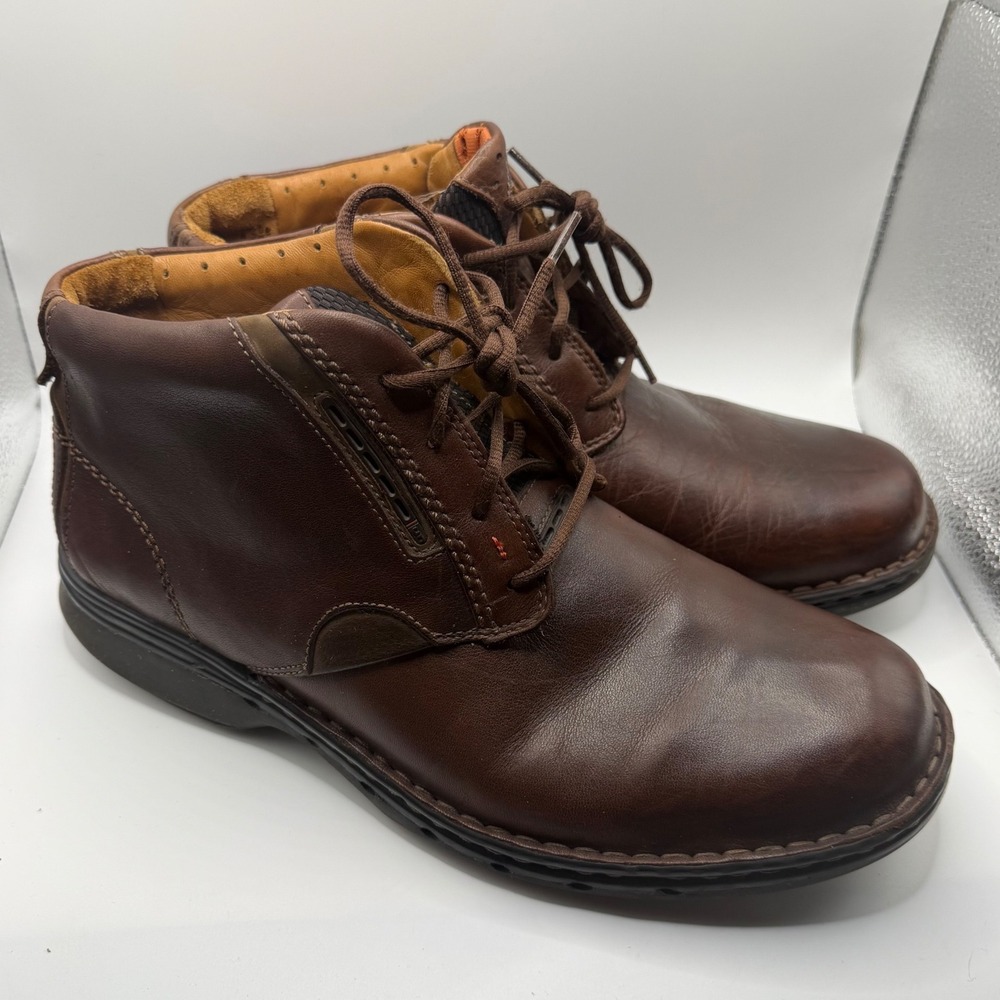 Clarks Unstructured Mens Brown Genuine Leather Ankle Chukka Boots Size 12M